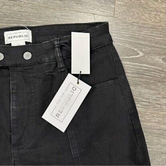 For the Republic Womens Denim Pants Wide Leg Zippered Hem Accent Black Size 10 - Picture 6 of 8